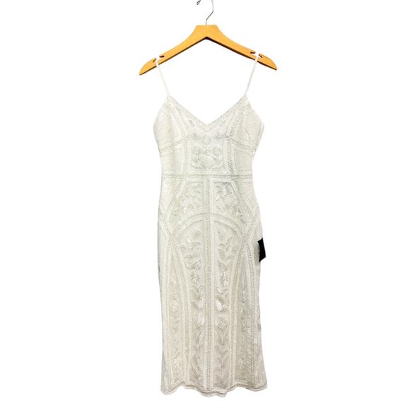 Lulus Alluring Interest White Sequin Embroidered Sleeveless Midi Dress size S - Picture 2 of 5